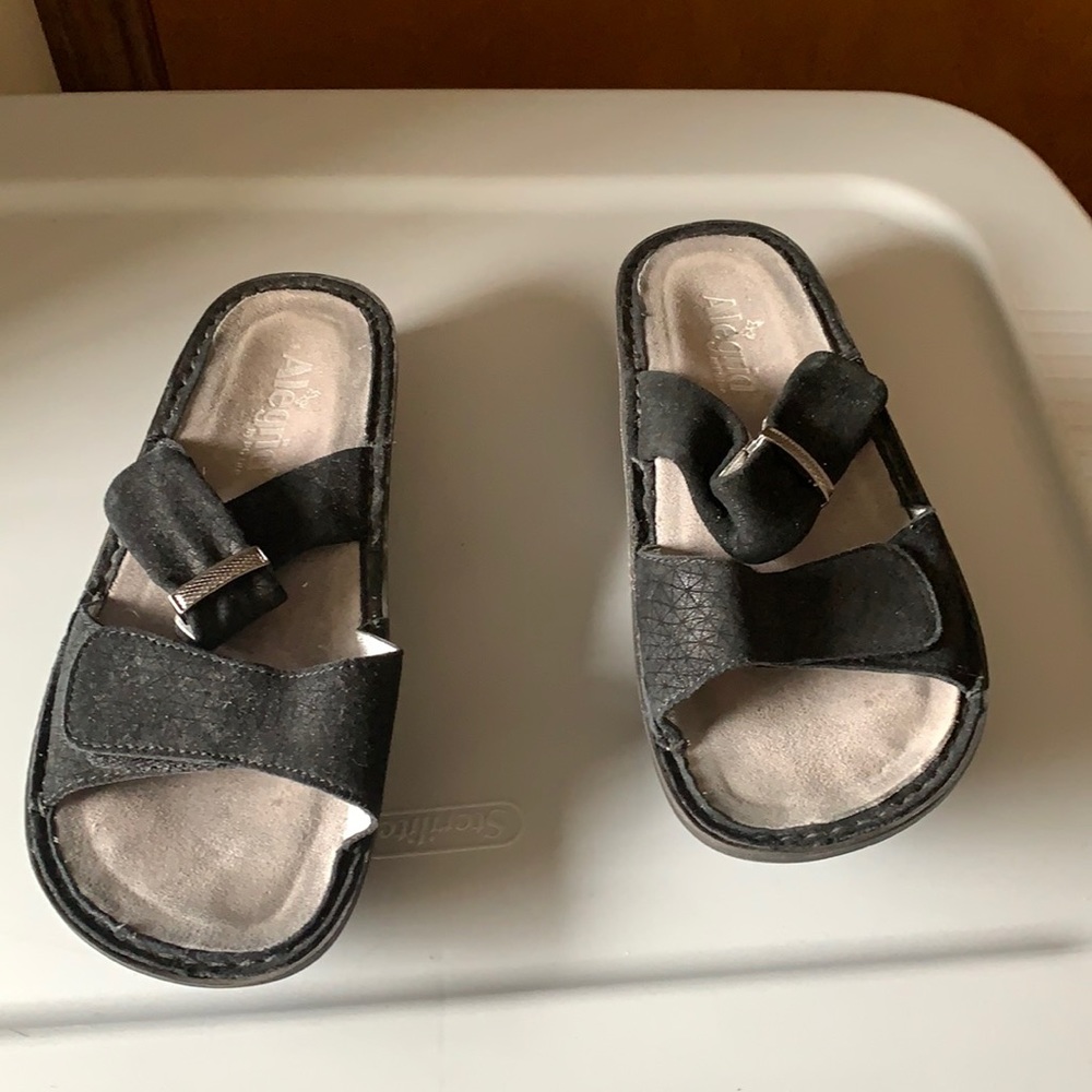 Alegria black suede mules